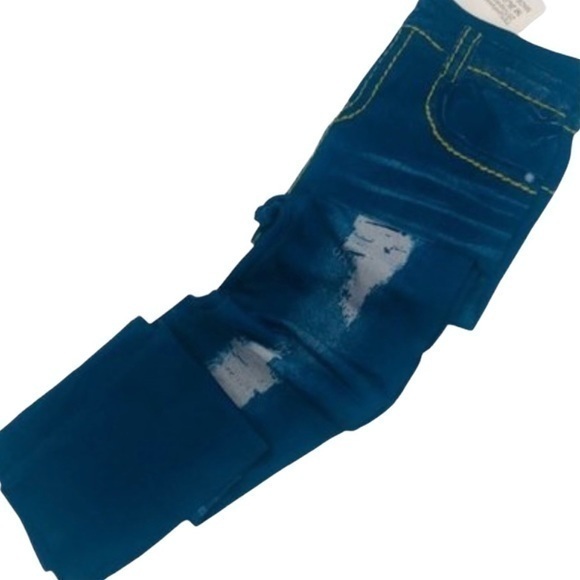 Blue Jean Distressed Slim Shape Leggings-OS - Picture 1 of 8